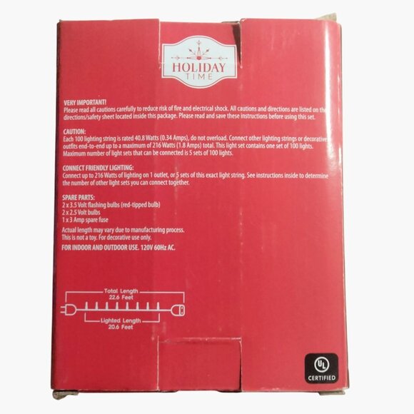 Holiday Time 100 Count Red Mini Lights Indoor Outdoor Incandescent White Wire - Picture 2 of 5